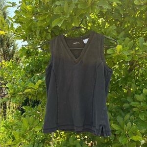 Danskin Black V-Neck Tank with Stitch Detailing